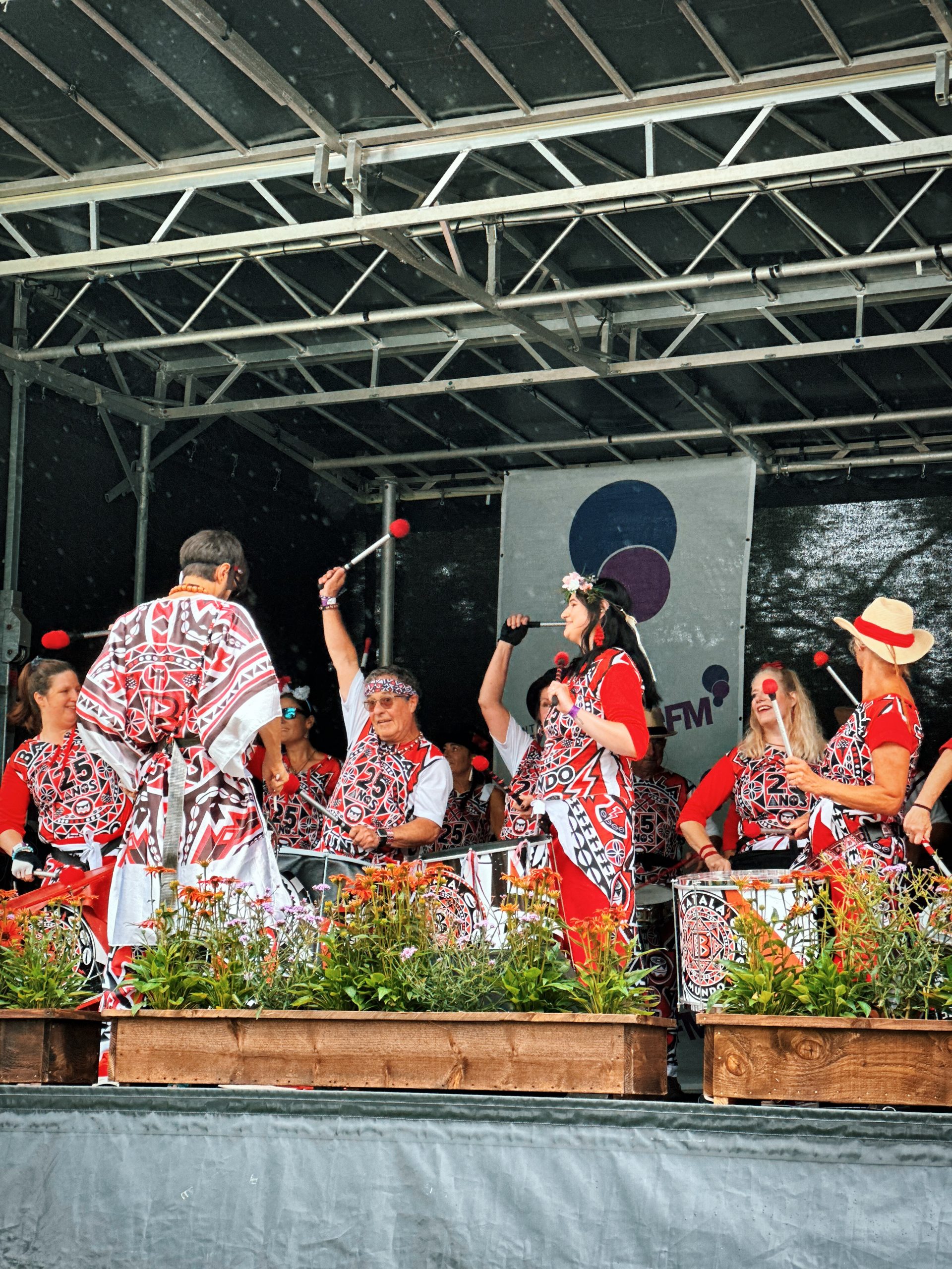 Batala performing on the ToneFM stage at Taunton Flower Show